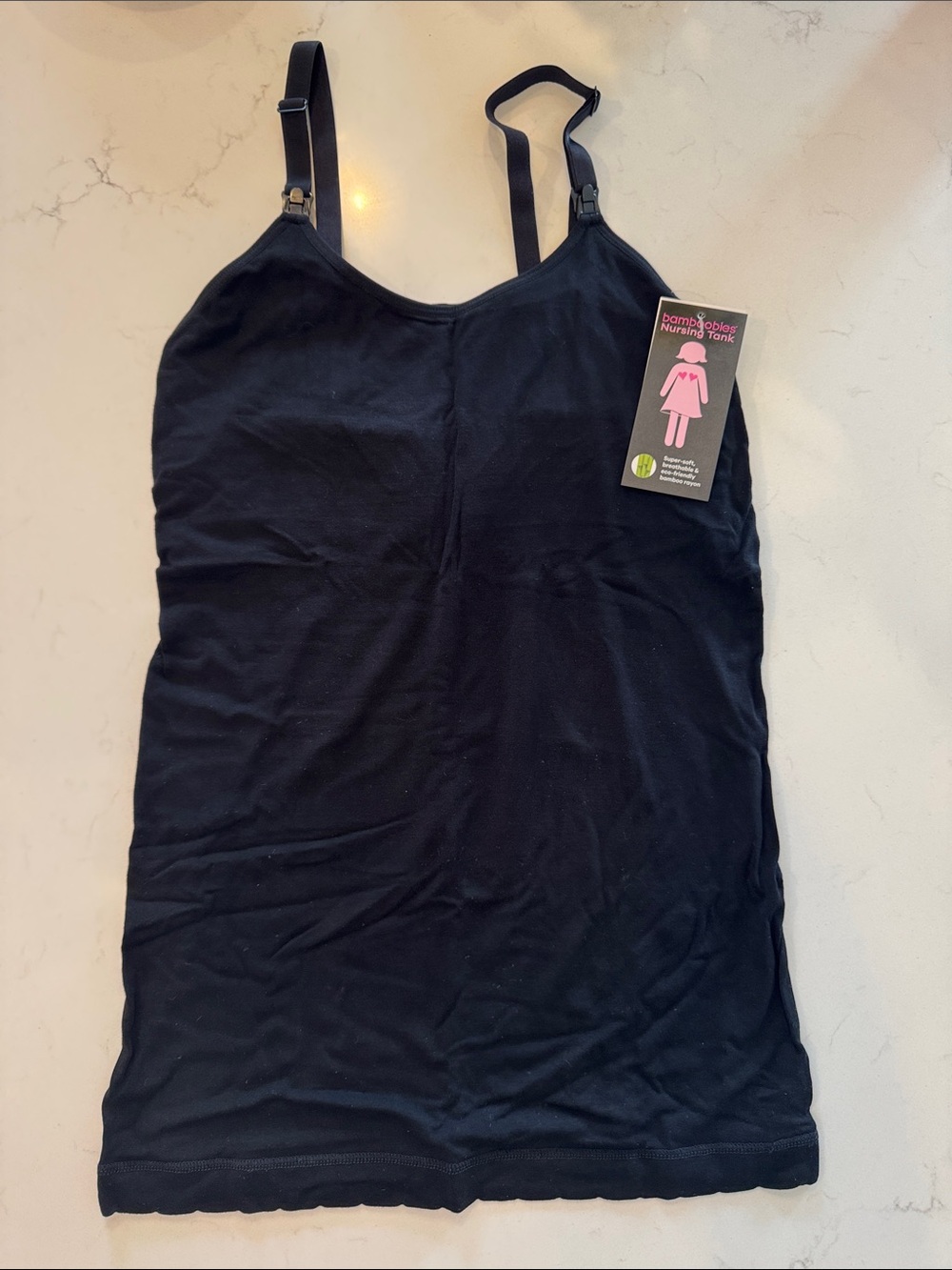BAMBOO Black Nursing Camisole with Adjustable Straps and Clips - Picture 1 of 4